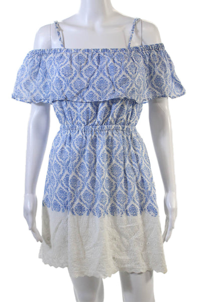 Tularosa Womens Geometric Sleeveless Square Neck Mini Dress Blue Size S