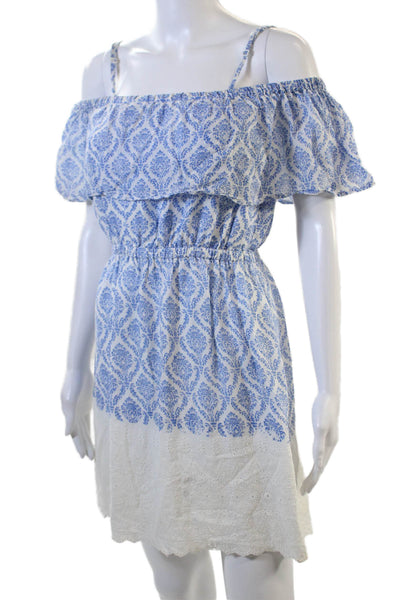 Tularosa Womens Geometric Sleeveless Square Neck Mini Dress Blue Size S