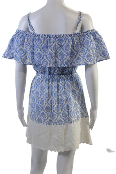Tularosa Womens Geometric Sleeveless Square Neck Mini Dress Blue Size S
