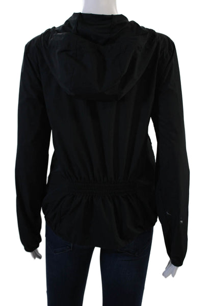 Spyder Womens Zippered Long Sleeve Hooded Basic Wind Breaker Jacket Black Size S