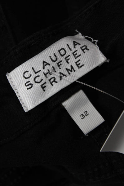 Claudia Schiffer Womens Cotton High Rise Buttoned Straight Leg Jeans Black Size