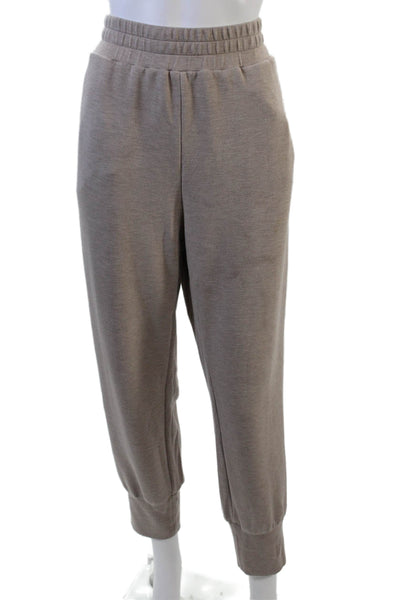 Varley Womens Elastic Waistband High Rise Cropped Jogger Pants Brown Size Large
