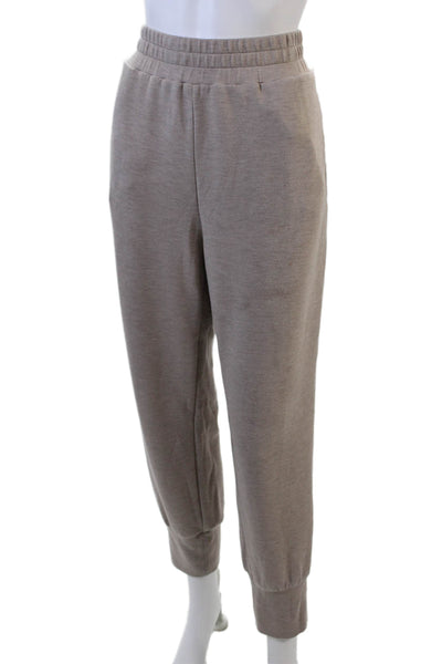Varley Womens Elastic Waistband High Rise Cropped Jogger Pants Brown Size Large