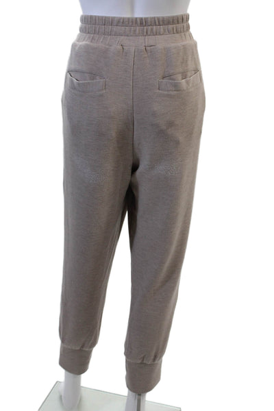 Varley Womens Elastic Waistband High Rise Cropped Jogger Pants Brown Size Large