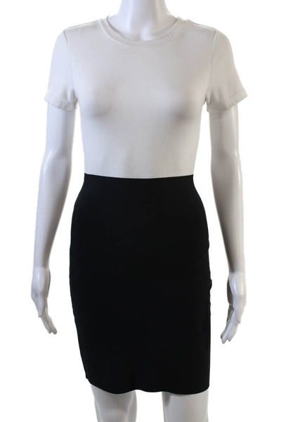 Commando Womens Knee Length Stretch Knit Pencil Skirt Black Size Large