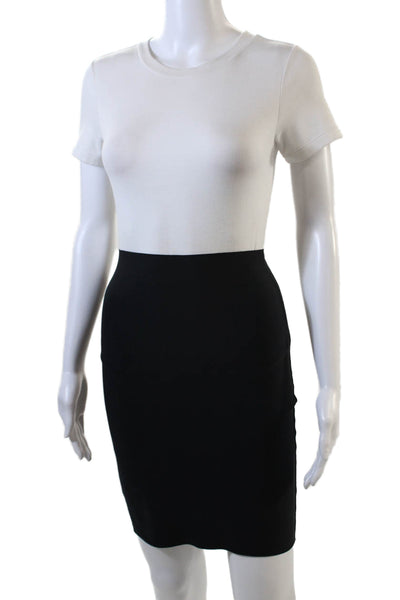 Commando Womens Knee Length Stretch Knit Pencil Skirt Black Size Large