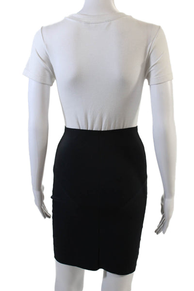 Commando Womens Knee Length Stretch Knit Pencil Skirt Black Size Large