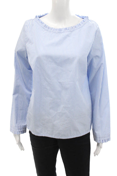 COS Womens Cotton Scoop Neck Long Sleeve Stripe Blouse Blue Size EUR 36