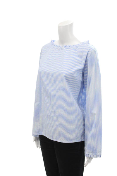 COS Womens Cotton Scoop Neck Long Sleeve Stripe Blouse Blue Size EUR 36