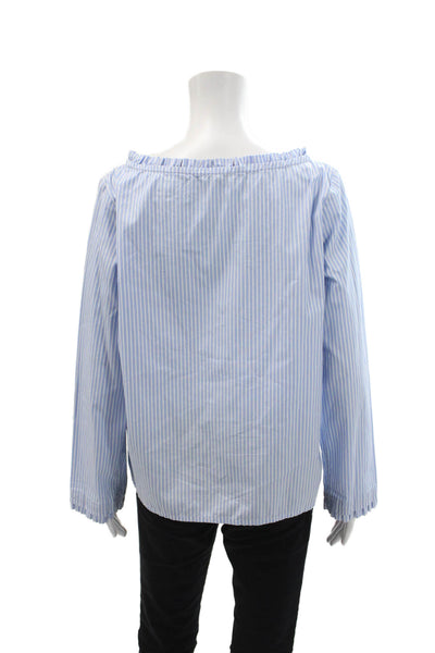 COS Womens Cotton Scoop Neck Long Sleeve Stripe Blouse Blue Size EUR 36