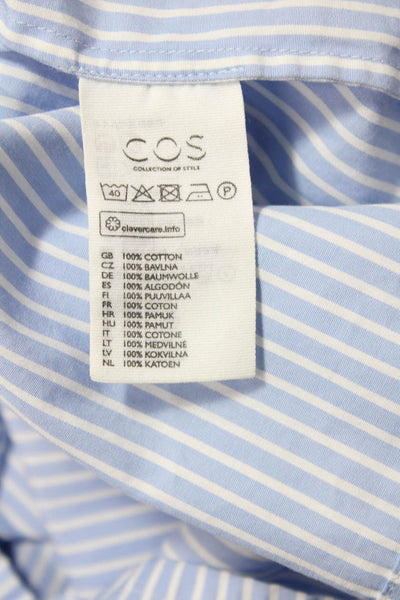 COS Womens Cotton Scoop Neck Long Sleeve Stripe Blouse Blue Size EUR 36