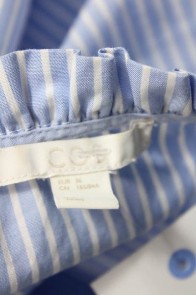 COS Womens Cotton Scoop Neck Long Sleeve Stripe Blouse Blue Size EUR 36