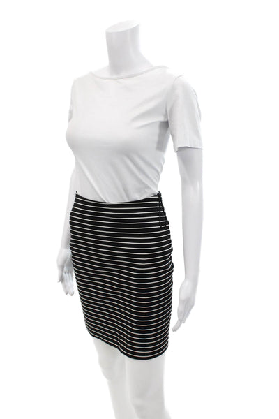 Torn by Ronny Kobo Womens Textured Elastic Waist Striped Midi Skirt Black Size S