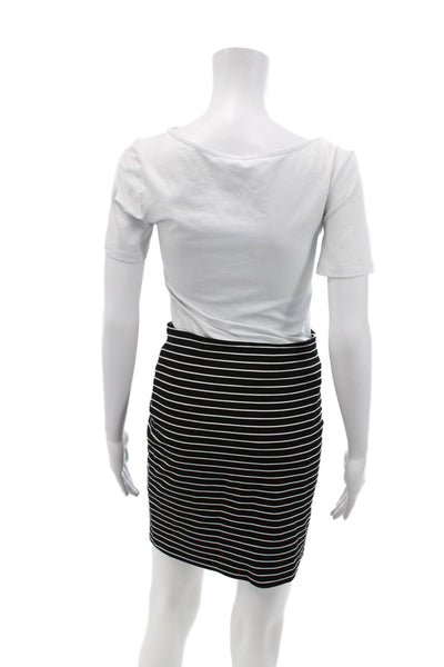 Torn by Ronny Kobo Womens Textured Elastic Waist Striped Midi Skirt Black Size S