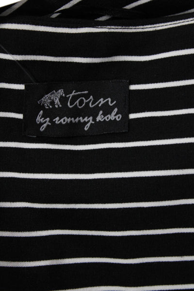 Torn by Ronny Kobo Womens Textured Elastic Waist Striped Midi Skirt Black Size S