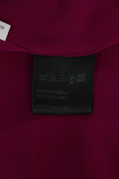 Nicole Farhi Womens Scoop Neck Long Sleeve Button Sleek Burgundy Pink Size M