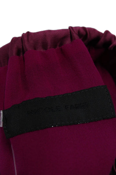 Nicole Farhi Womens Scoop Neck Long Sleeve Button Sleek Burgundy Pink Size M