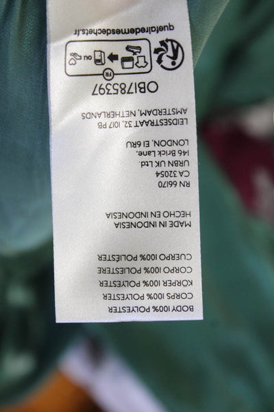 Anthropologie Womens Long Sleeve Collar Button Up Blouse Green Size 2XS