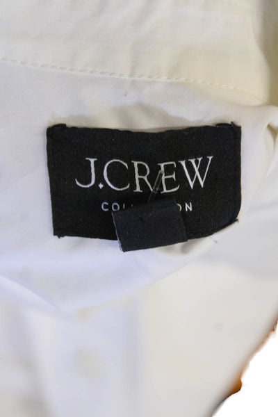 J Crew Womens Cotton Long Sleeve V-neck Button Up Blouse White Size 0