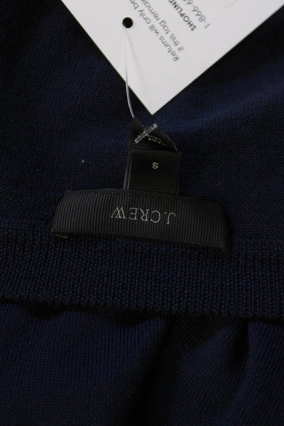 J Crew Womens Merino Wool Pullover V-Neck Side Split Knit Sweater Blue Size S