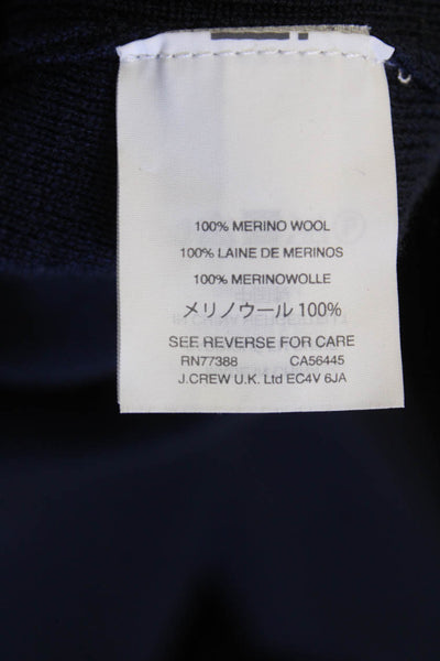 J Crew Womens Merino Wool Pullover V-Neck Side Split Knit Sweater Blue Size S