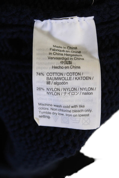 J Crew Womens Cotton Long Sleeve Round Neck Knit Pullover Sweater Blue Size XS