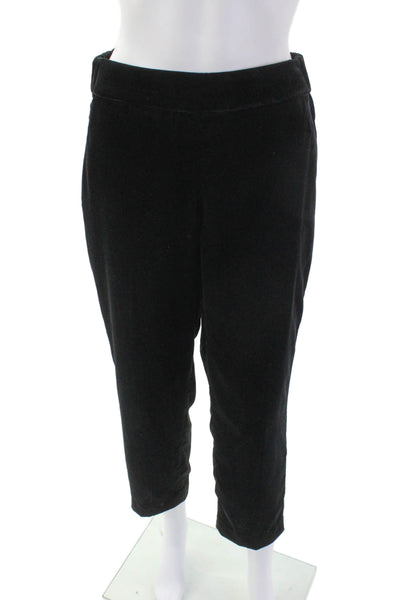 J Crew Womens Stretch Mid-Rise Pull-On Straight Pants Solid Black Size 8