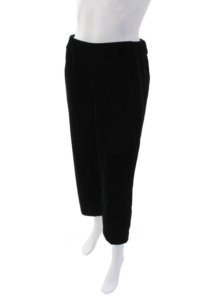 J Crew Womens Stretch Mid-Rise Pull-On Straight Pants Solid Black Size 8