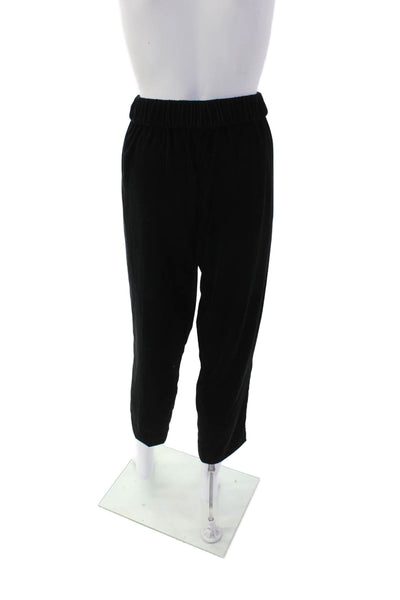 J Crew Womens Stretch Mid-Rise Pull-On Straight Pants Solid Black Size 8