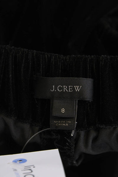 J Crew Womens Stretch Mid-Rise Pull-On Straight Pants Solid Black Size 8