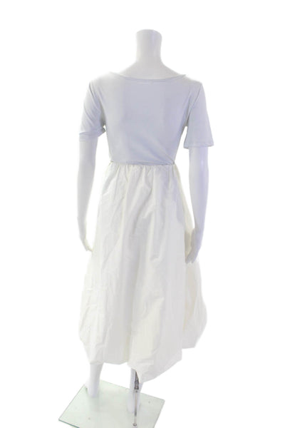 Zara Womens Elastic Waistband Midi A Line Skirt White Size Large