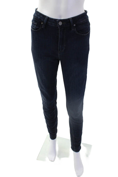 Paige Womens Cotton Mid Rise Five Pocket Skinny Jeans Dark Blue Size 29