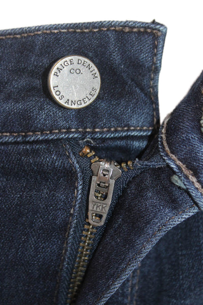 Paige Womens Cotton Mid Rise Five Pocket Skinny Jeans Dark Blue Size 29