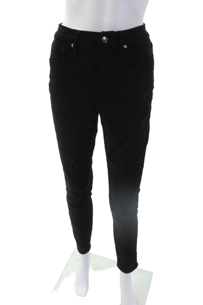 Good American Womens Faux Suede Five Pocket Skinny Leg Pants Black Size 8