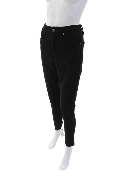 Good American Womens Faux Suede Five Pocket Skinny Leg Pants Black Size 8