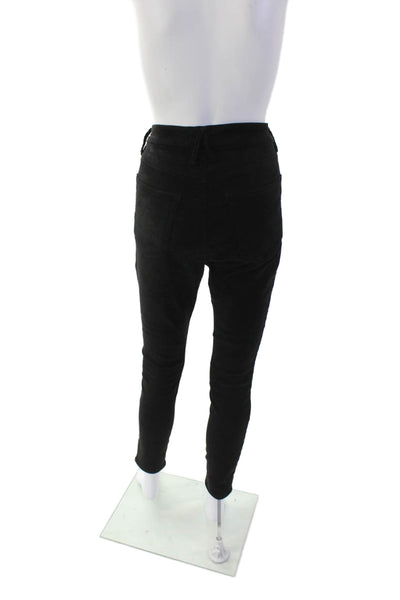 Good American Womens Faux Suede Five Pocket Skinny Leg Pants Black Size 8