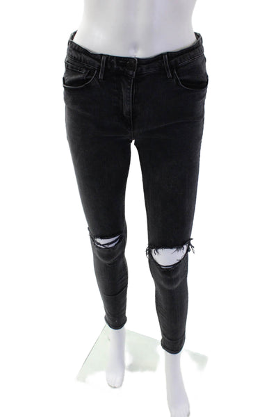 3x1 NYC Womens Cotton Mid Rise Five Pocket Casual Skinny Jeans Black Size 27