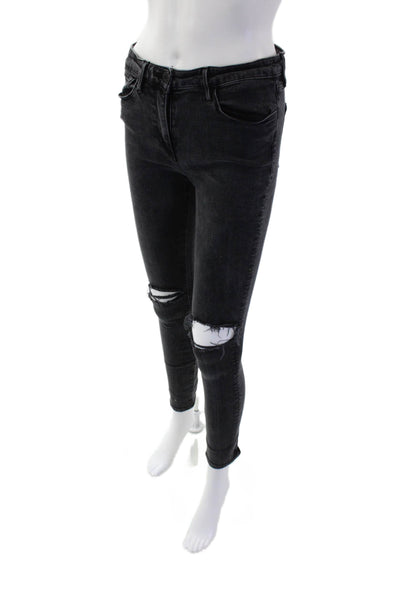 3x1 NYC Womens Cotton Mid Rise Five Pocket Casual Skinny Jeans Black Size 27