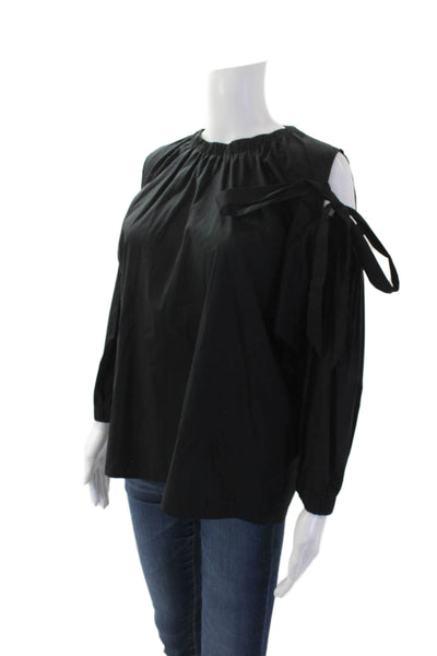 D Exterior Womens Cotton Cold Shoulder Detail Long Sleeve Blouse Black Size M