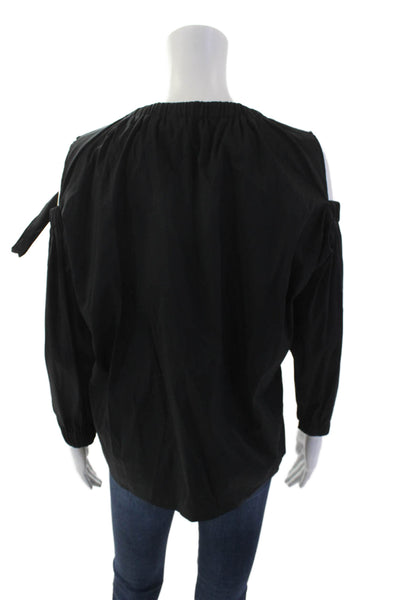 D Exterior Womens Cotton Cold Shoulder Detail Long Sleeve Blouse Black Size M
