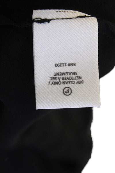 Derek Lam 10 Crosby Womens Silk Sheer Deep V-Neck Draped Blouse Black Size 4