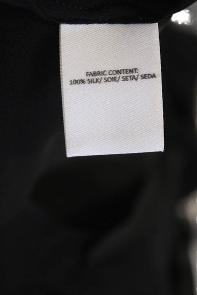 Derek Lam 10 Crosby Womens Silk Sheer Deep V-Neck Draped Blouse Black Size 4