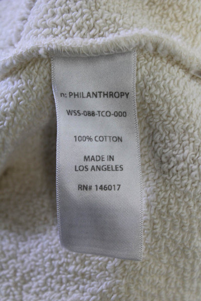 Philanthropy Womens Long Sleeve Crew Neck Distressed Sweater White Size XS