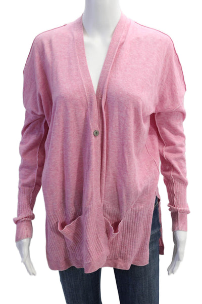 Raffi Womens Long Sleeve Button Front V Neck Cardigan Sweater Pink Size Medium