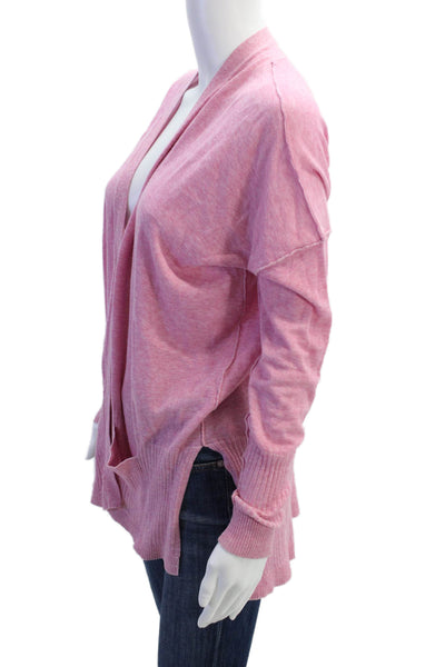 Raffi Womens Long Sleeve Button Front V Neck Cardigan Sweater Pink Size Medium