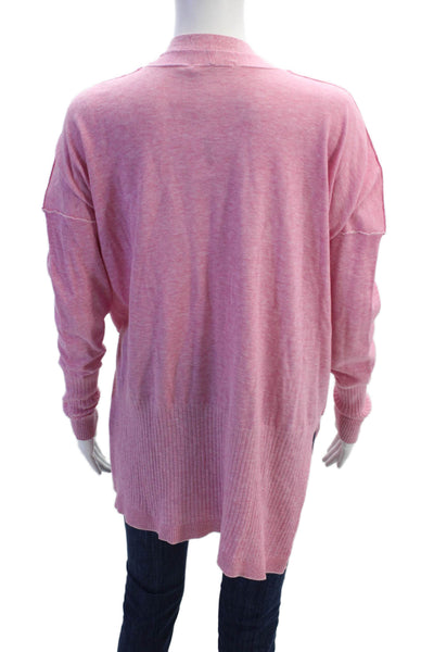 Raffi Womens Long Sleeve Button Front V Neck Cardigan Sweater Pink Size Medium
