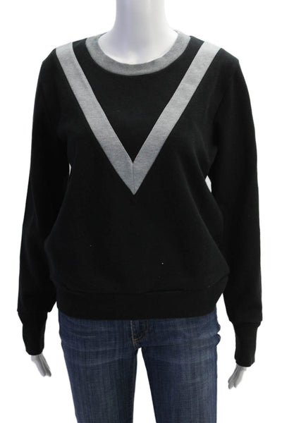 J Crew Womens Cotton Color Block Long Sleeve Crew Neck Sweatshirt Black Size M