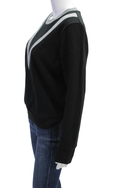 J Crew Womens Cotton Color Block Long Sleeve Crew Neck Sweatshirt Black Size M