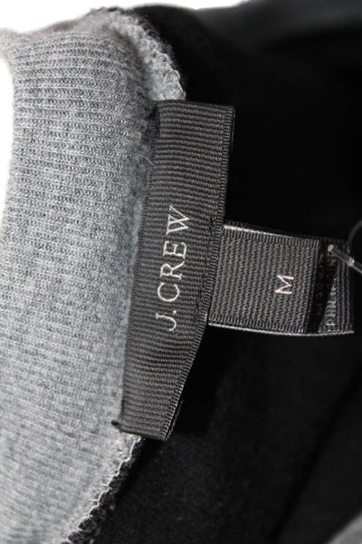J Crew Womens Cotton Color Block Long Sleeve Crew Neck Sweatshirt Black Size M