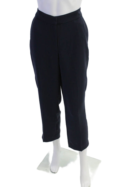 J Crew Womens Stretch Zippered High-Waisted Tapered Pants Blue Size 8